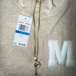 Michael Kors Oatmeal Hoodie with Gold Accents